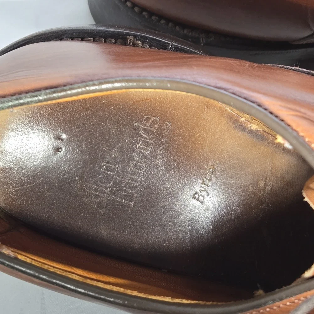 Allen Edmonds Mens Sz 8 Oxford Shoe Byron‎ Cap Toe Leather Dress Brown